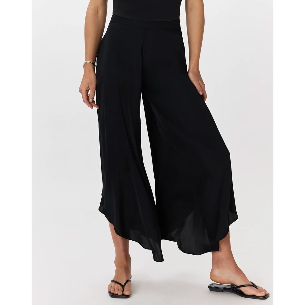 Quince Womens Washable Stretch Silk Palazzo Pants Size M Black Quiet Luxury